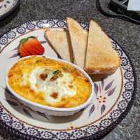 Veggie-Cheese Egg Bake with toast