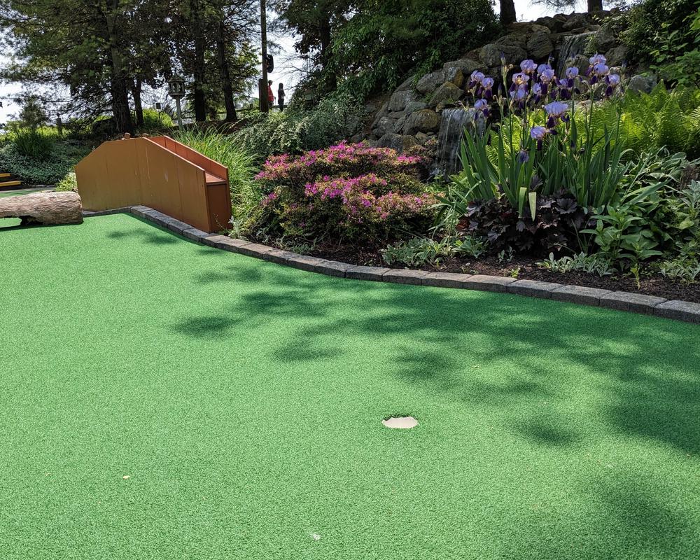 Hole 10 features a log with a cut-out.