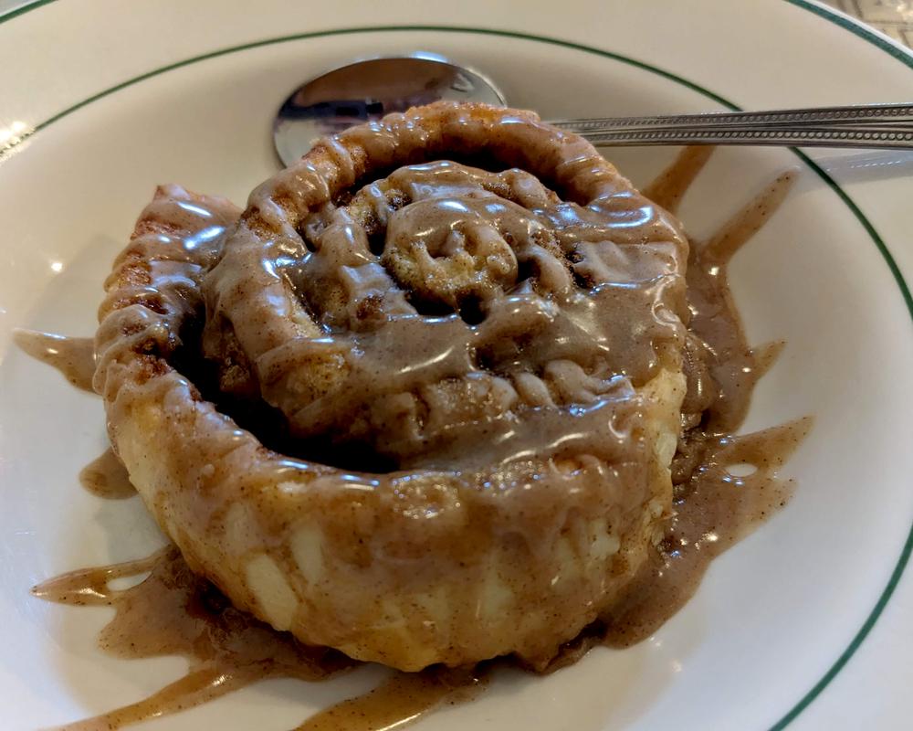 A recent dessert special, the warm cinnamon bun with glaze (and optionally made into a sundae) is everything you want it to be.