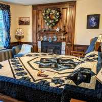 The Celestial Gardens Suite has a king bed and a gas fireplace.